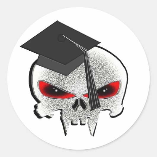 Afstuderen schedel ronde sticker (Voorkant)
