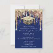 Afstuderen schijven Glitter Blue Gold Confetti Kaart (Voorkant)