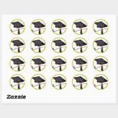 Afstuderen School Kleuren Blauw en Goud (ZOOM!) Ronde Sticker (Vel)