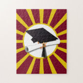 Afstuderen schoolkleuren rood en goud legpuzzel (Verticaal)