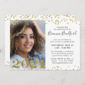 Afstuderen Script 2021 Gold Glitter 4 Foto Kaart (Voorkant / Achterkant)