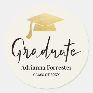Afstuderen script Afstudeerders Petten goudfolie Ronde Sticker