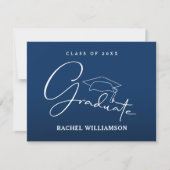 Afstuderen script blauw dank u notitiekaartje (Voorkant)
