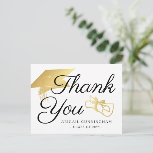 Afstuderen Script Dank u Faux Gold Pet Diploma Briefkaart (Staand voorkant)
