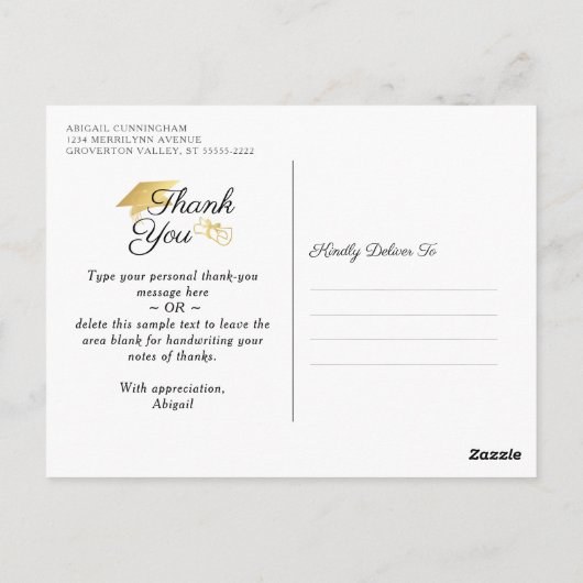 Afstuderen Script Dank u Faux Gold Pet Diploma Briefkaart (Achterkant)
