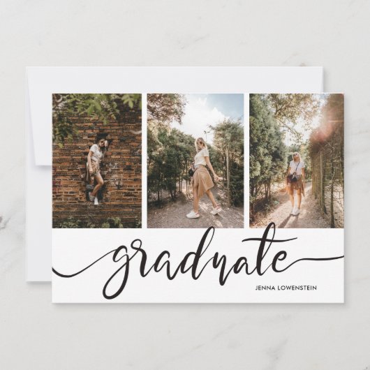 Afstuderen Script Drie Foto's Afstudeerfeest Invi Kaart (Voorkant)