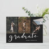 Afstuderen script | Drie foto's Afstudeerfeest Kaart (Staand voorkant)