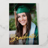 Afstuderen script eenvoudige moderne foto afstuder folie uitnodiging (Voorkant)