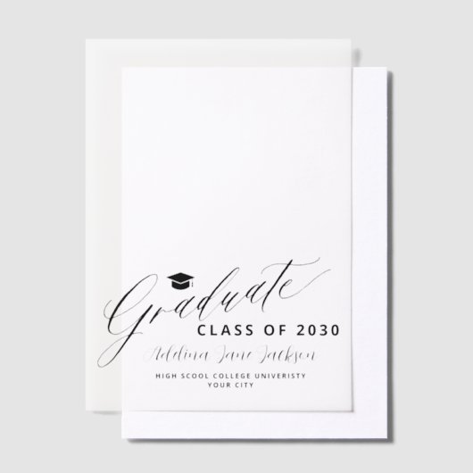 Afstuderen script Elegant afstuderen Overlay Vellum Uitnodigingen (Offset)