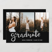 Afstuderen Script Elegant Black | Foto Kaart (Voorkant / Achterkant)