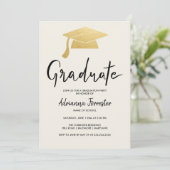Afstuderen Script Faux Gold Foil Afstudeerder Pet Kaart (Staand voorkant)