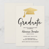 Afstuderen Script Faux Gold Foil Afstudeerder Pet Kaart (Voorkant / Achterkant)