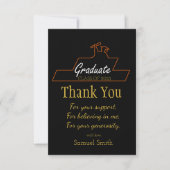Afstuderen Script Handschrift Zwart & Goud Scroll Bedankkaart (Voorkant)