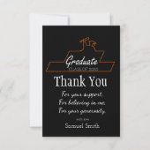 Afstuderen Script Handschrift Zwart Scroll Custom Bedankkaart (Voorkant)