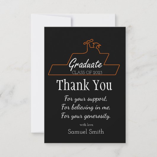 Afstuderen Script Handschrift Zwart Scroll Custom Bedankkaart (Voorkant)