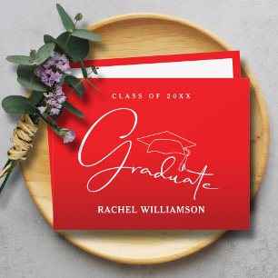 Afstuderen script op Red Thank You Notitiekaartje