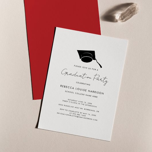 Afstuderen Script Rood Elegant Afstudeerder 2024 P Kaart