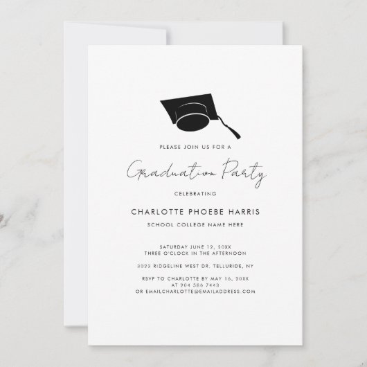 Afstuderen Script Rood Elegant Afstudeerder 2024 P Kaart (Voorkant)