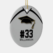 Afstuderen Senior Football Player Silver Grey Keramisch Ornament (Rechts)