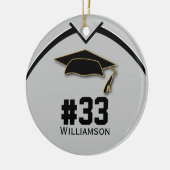 Afstuderen Senior Football Player Silver Grey Keramisch Ornament (Links)