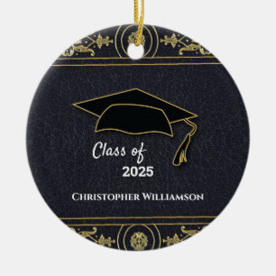 Afstuderen Senior Year Elegant Black Gold Keramisch Ornament