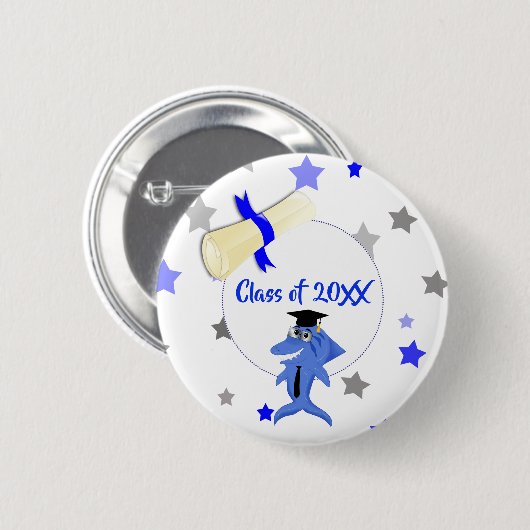 Afstuderen Shark party class of button (Voorkant /achterkant)