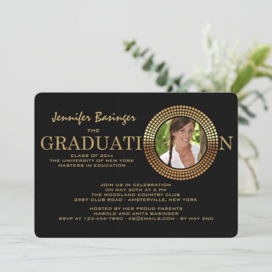 Afstuderen Shimmer Fotouitnodiging Kaart (Staand voorkant)