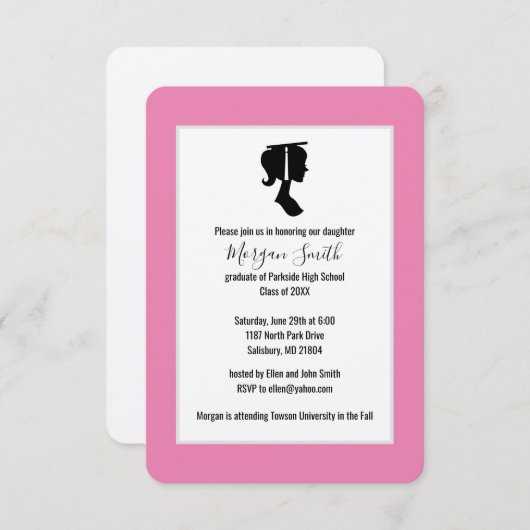 Afstuderen Silhouette Graduation Aankondigingen (Voorkant / Achterkant)