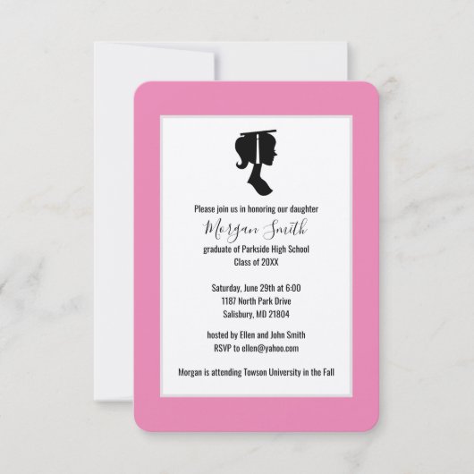 Afstuderen Silhouette Graduation Aankondigingen (Voorkant)