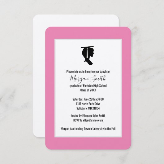 Afstuderen Silhouette Graduation Aankondigingen (Voorkant / Achterkant)