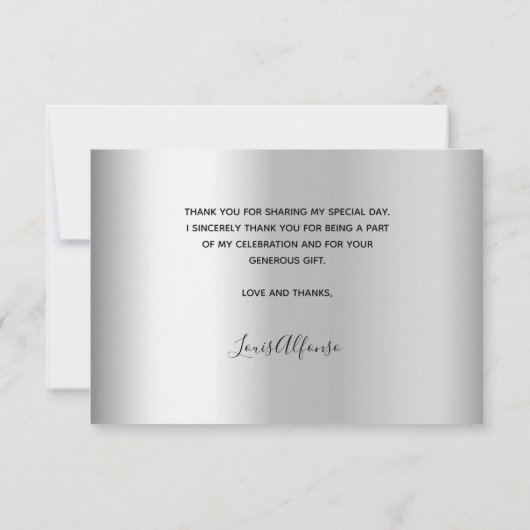 Afstuderen Silver afstuderen fotoscript Bedankkaart (Achterkant)