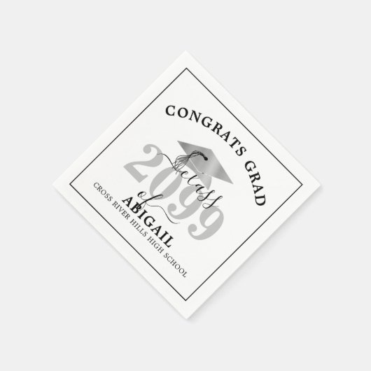Afstuderen Silver Foil Pet Personalized Napkins Servet (Hoek)