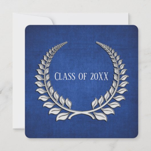 Afstuderen Silver Laurel op blauw Kaart (Voorkant)