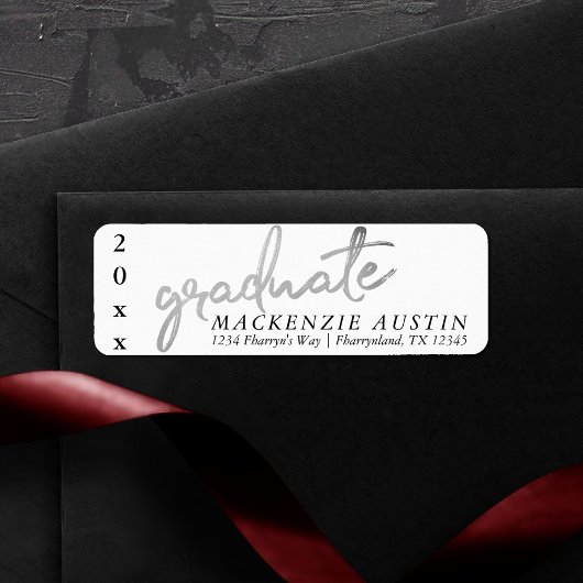Afstuderen Silver-script | Trendy Faux Metallic Etiket