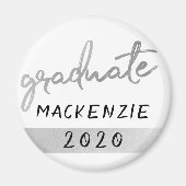 Afstuderen Silver-script | Trendy Faux Metallic Magneet (Voorkant)