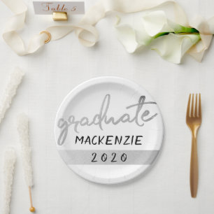 Afstuderen Silver-script Trendy Faux Metallic Papieren Bordje