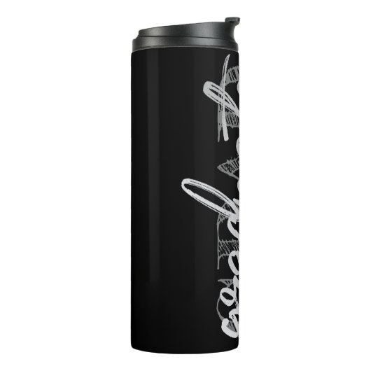 Afstuderen Silver-script | Trendy Faux Metallic Thermosbeker (Gedraaid links)