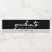 Afstuderen Silver-script | Trendy Faux Metallic Waterfles Etiket (Enkel label)