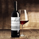 Afstuderen Silver-script | Trendy Faux Metallic Wijn Etiket