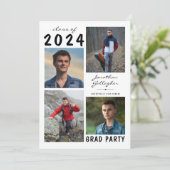 Afstuderen Simple 5 Photo Collage Black White Kaart (Staand voorkant)