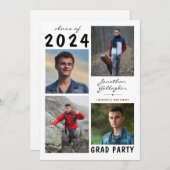 Afstuderen Simple 5 Photo Collage Black White Kaart (Voorkant / Achterkant)