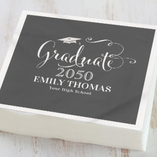 Afstuderen Simple Black Calligraphy Typography Servet