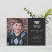 Afstuderen Simple Classic Photo Minimal Black Kaart (Staand voorkant)
