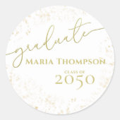 Afstuderen Simple Gold Calligraphy Script Ronde Sticker (Voorkant)