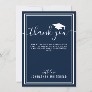 Afstuderen Simple Photo Navy Blue Bedankkaart