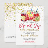 Afstuderen Sip en Dip Fruit Cocktail Pool Party Kaart (Voorkant / Achterkant)