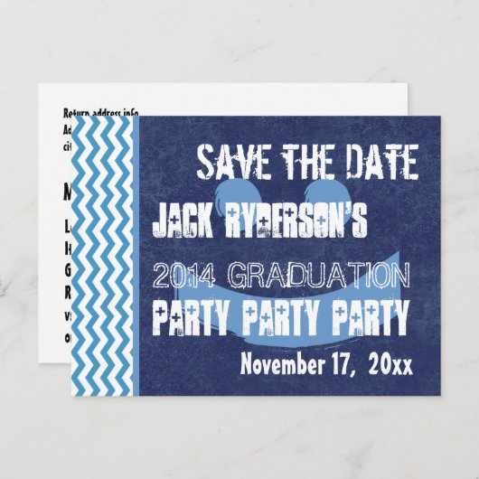 Afstuderen Sla de datum elk jaar op Moderne V10P Aankondigingskaart (Voorkant / Achterkant)