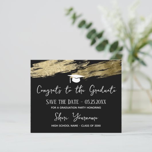 Afstuderen Sla de datum Gold black op (Staand voorkant)