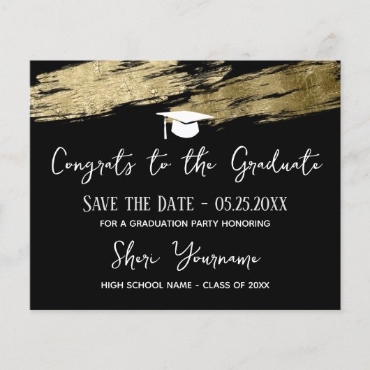 Afstuderen Sla de datum Gold black op (Voorkant)