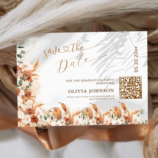 Afstuderen Sla de datum op QR-code Elegante foto Save The Date